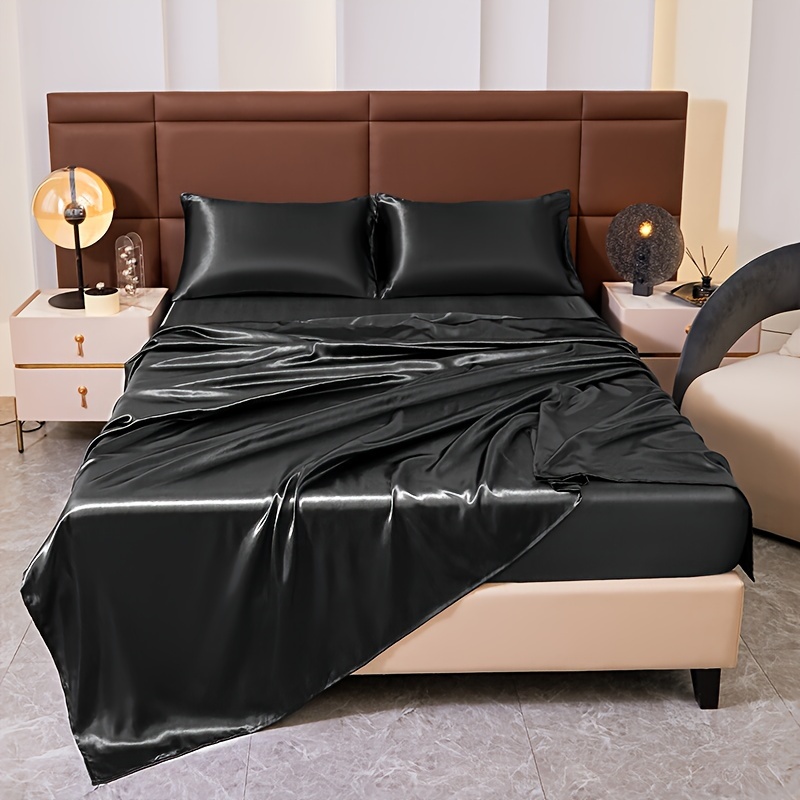 3 4 pieces of solid color bed sheets and bed skirts 1 2 pillowcases a set of three or   and silky details 2