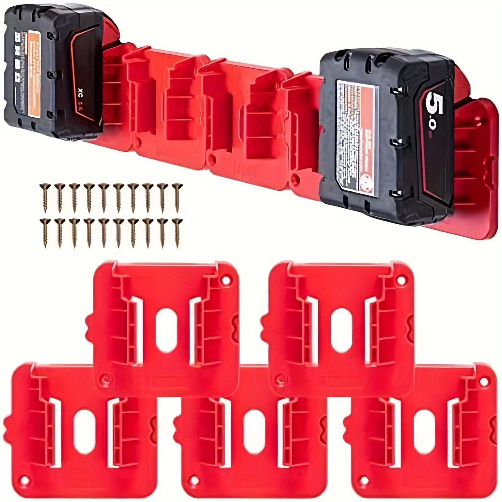 

M18 18v Battery Mount Holder 5/10 Pack - Lithium Battery Storage Organizer With Screws (excludes Battery)