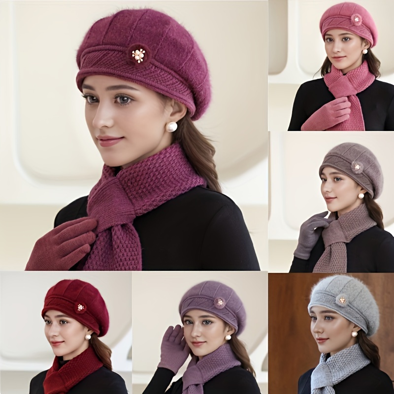 

1pc 's Hat , Fashionable Fleece-lined Knit Cap For /, Windproof Ear , , Suitable For Weddings &