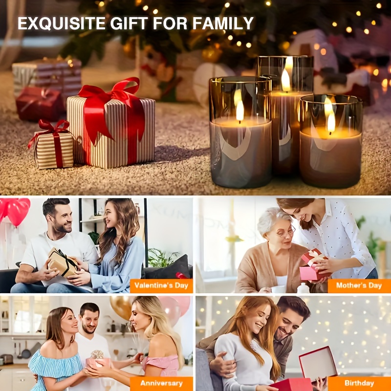 3 stuks Vlamloze LED Kaarsen met Afstandsbediening - Realistische Flikkerende Beweging, Instelbare Helderheid