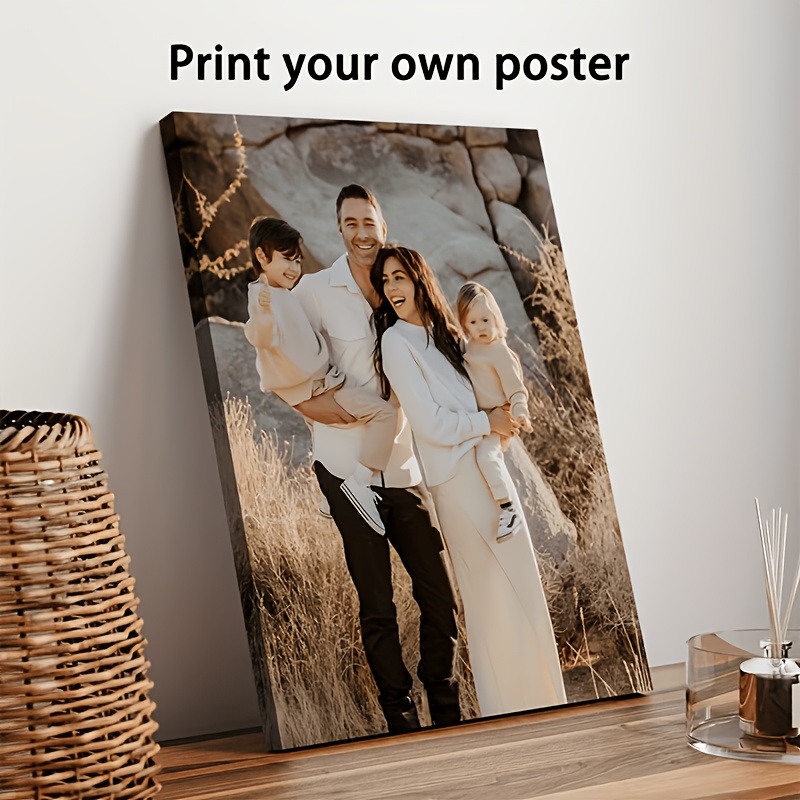 TEMU 2D Flach, 2D Flach, Gerahmte individuelle Leinwandkunst - Personalisierte Familienporträts oder Gruppenfotos, für Wohnzimmer, Schlafzimmer,