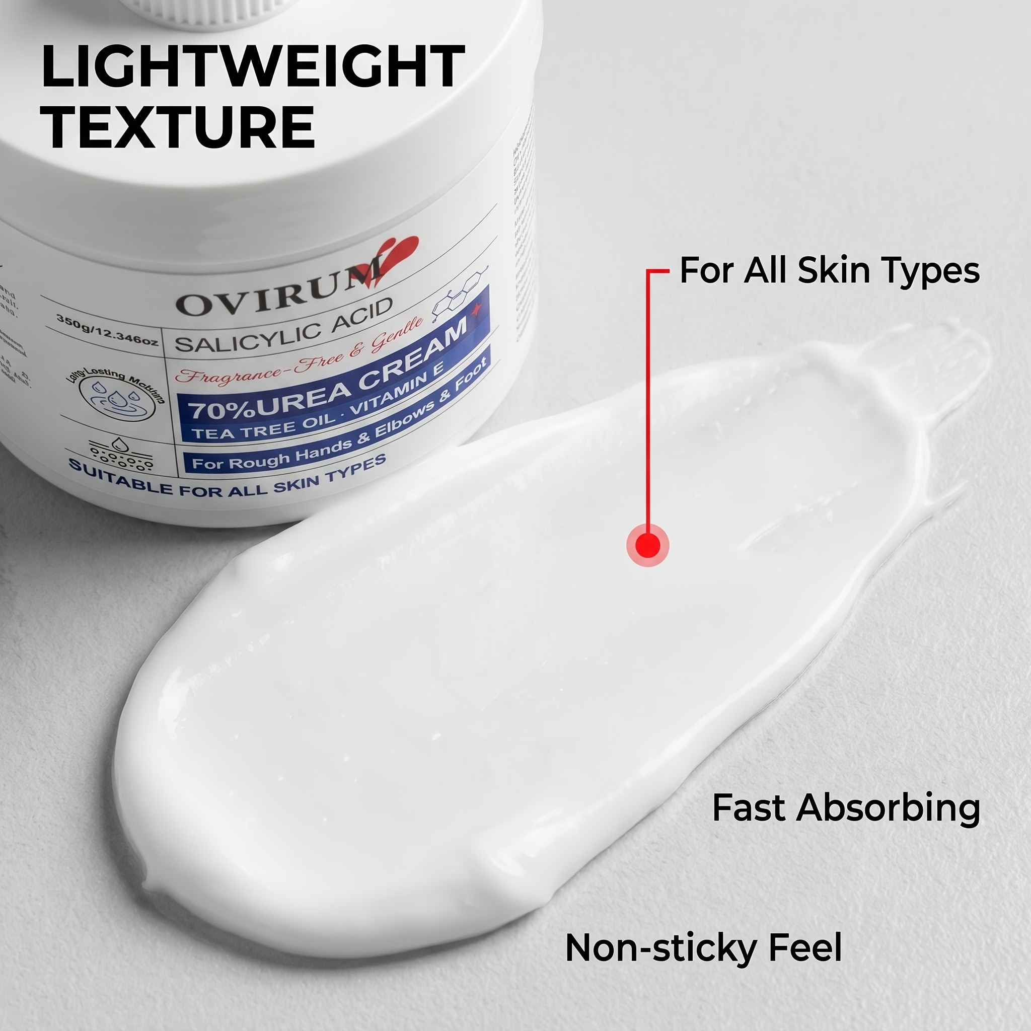 70% Urea Cream, Moisturizing Cream for Rough Heel And Hand, with Vitamin E, Shea Butter, Tea Tree, Delivers 24-Hour Hydration And Defense for Extremely Dry Skin, Easily Absorbed, Suitable for Elbow And Knee, for Men And Women