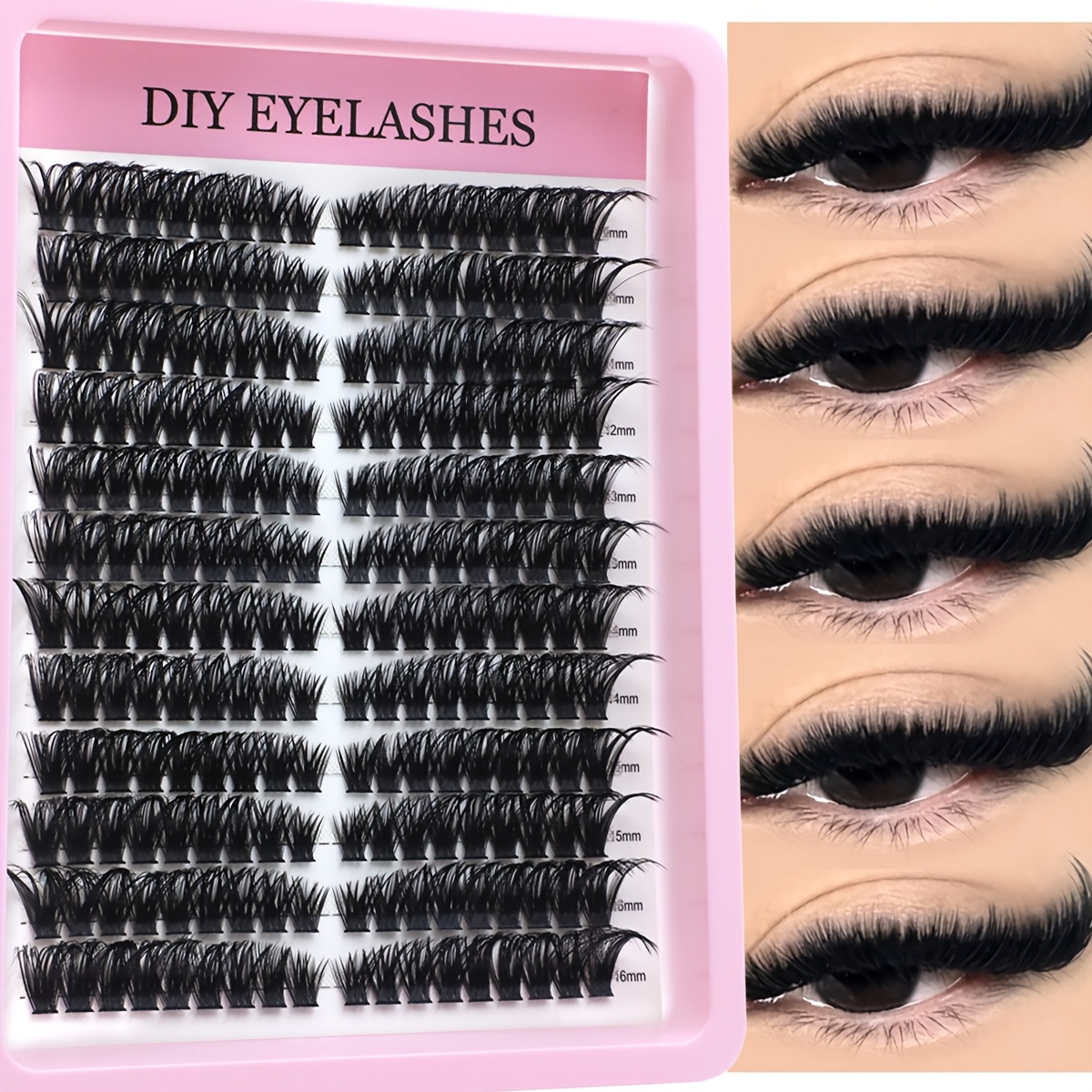 Cluster Eyelashes 100d, Fluffy Independent Cat Eye Eyelashes, 8-16mm Mixed Length, Eyelash Clusters Super Natural Look & Thin & Super Soft & , Reusable