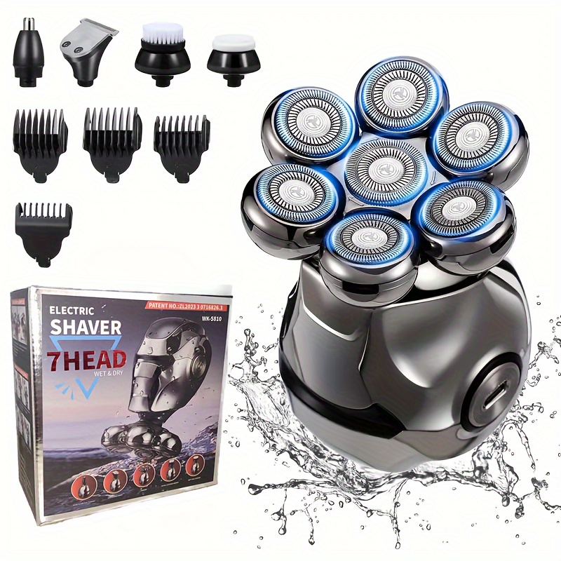 

7d Head Shavers For Bald Men, Anti-pinch Electric Razor For Men, 5-in-1 Men's Grooming Kit With Nose Hair Trimmer, Beard Trimmer For Men, Rechargeable Electric Shavers For Men, Father's Day Gift