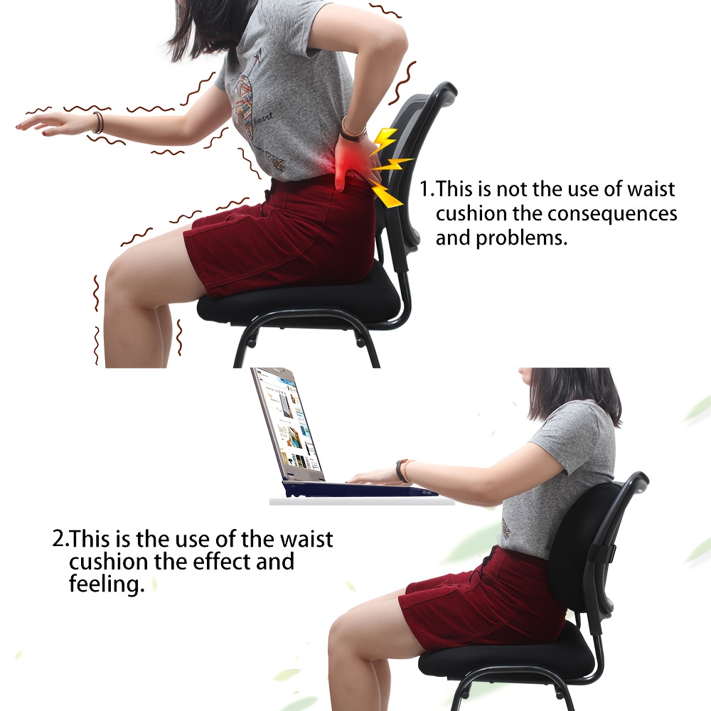   1pc lumbar pillow with   straps   for lumbar support ideal for office chairs car   sofas relieves back great for adults size 14 5 x11 5 x5 Product details 3