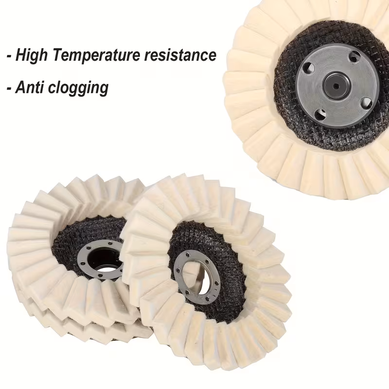 4pcs set 4 5 inch wool felt flap disc polishing wheel 115mm ideal for metal wood and stone durable effective polishing for rusty metals stainless steel and marble countertops elastic wool disc durable felt disc Product details 4