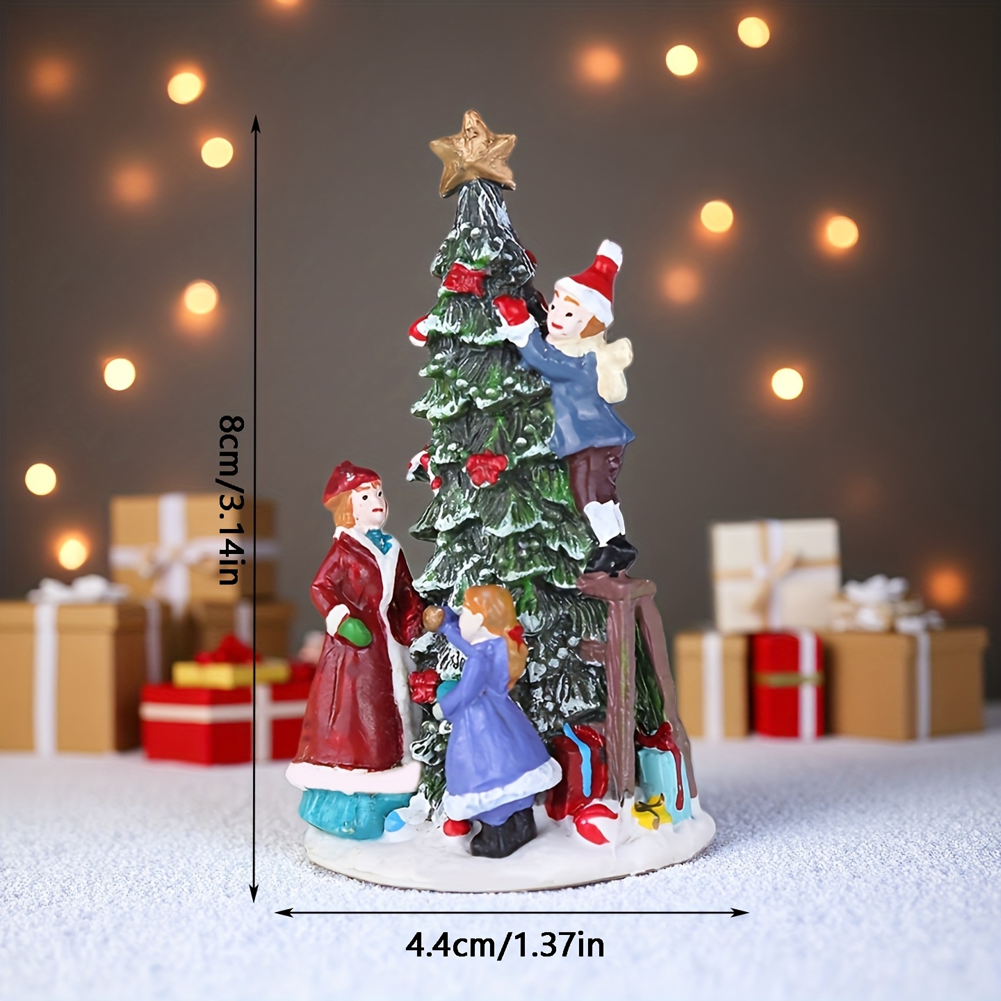 Family Of 3 Painted Christmas Tree Ornament - Resin Holiday Decor With Snowman & Santa, Perfect For Home & Party For Christmas,halloween Decorations,fall Home Decor Collectible Figurines
