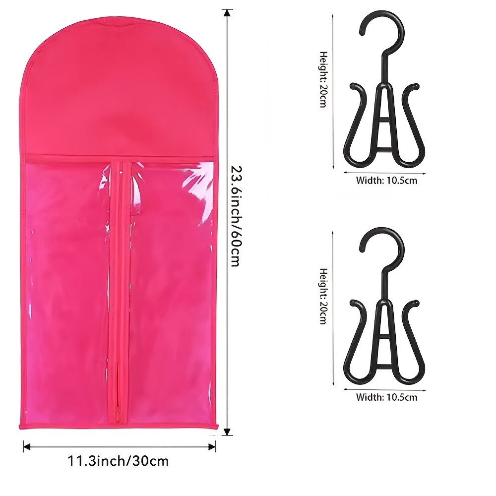 TEMU Set de rangement pour perruques 3 pièces, comprenant 1 sac de plus de 60 cm de longueur et 2 cintres à perruque, un outil pour le rangement des