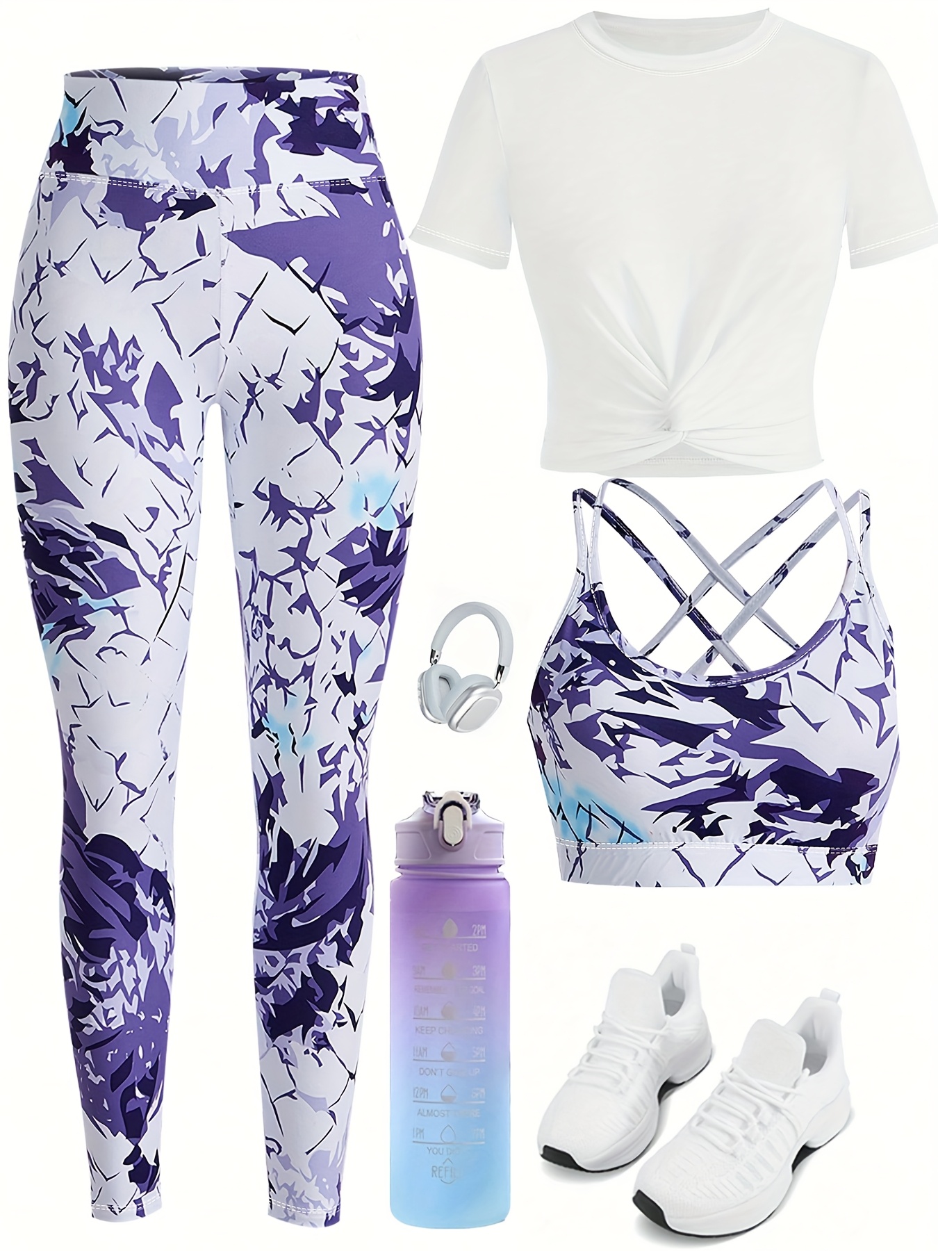 Athletic Suit Tank Top T Shirt Yoga Sports Long Pants