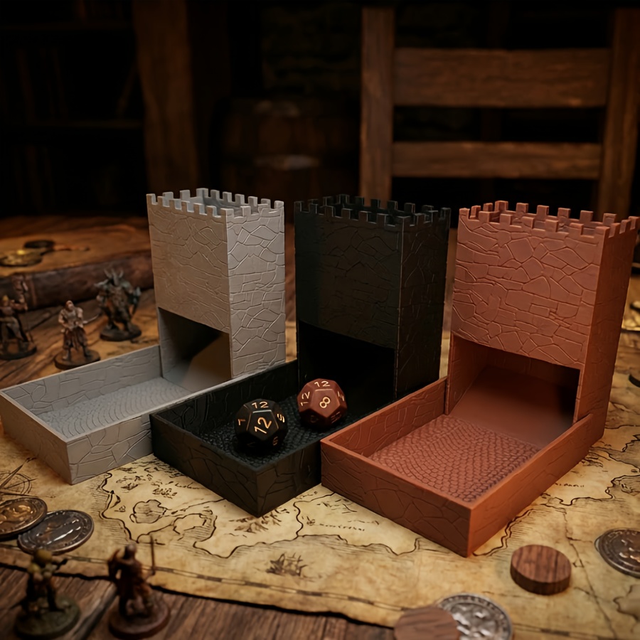 Collapsible Dice Tower Shaped Like a Castle Wall
