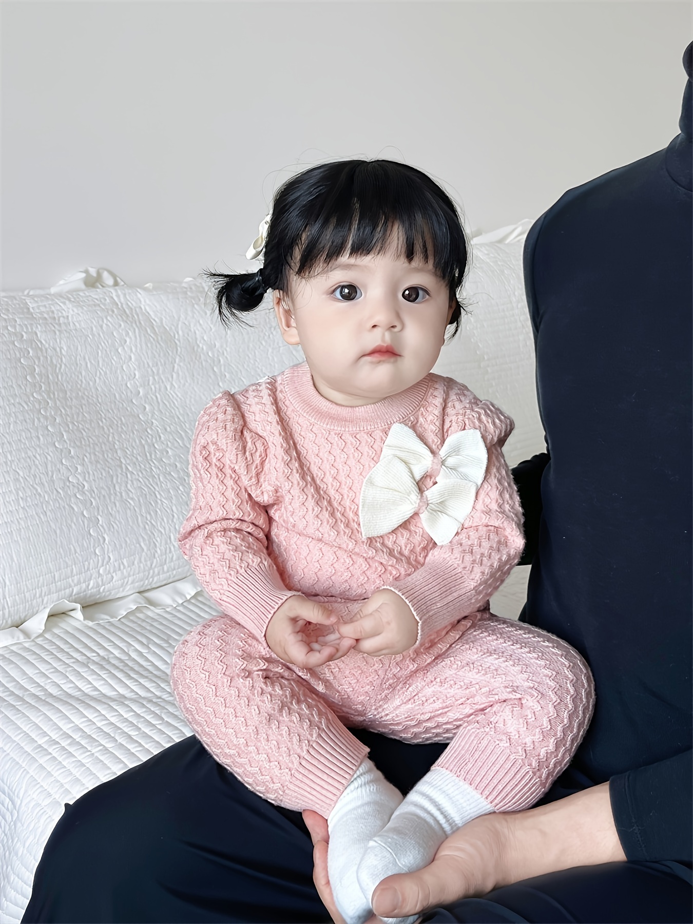 newborn baby autumn/winter sweater set girls knitted bow tie