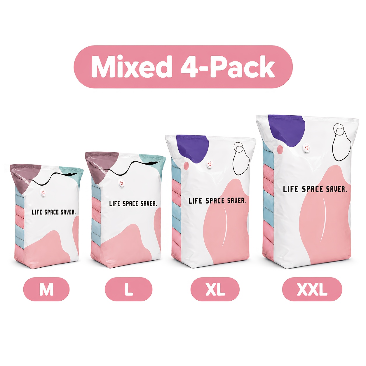 TEMU 4 sacs de rangement sous vide, adaptés aux vêtements et aux couvertures. Grande , sacs de compression robustes pompe avec un système de pression