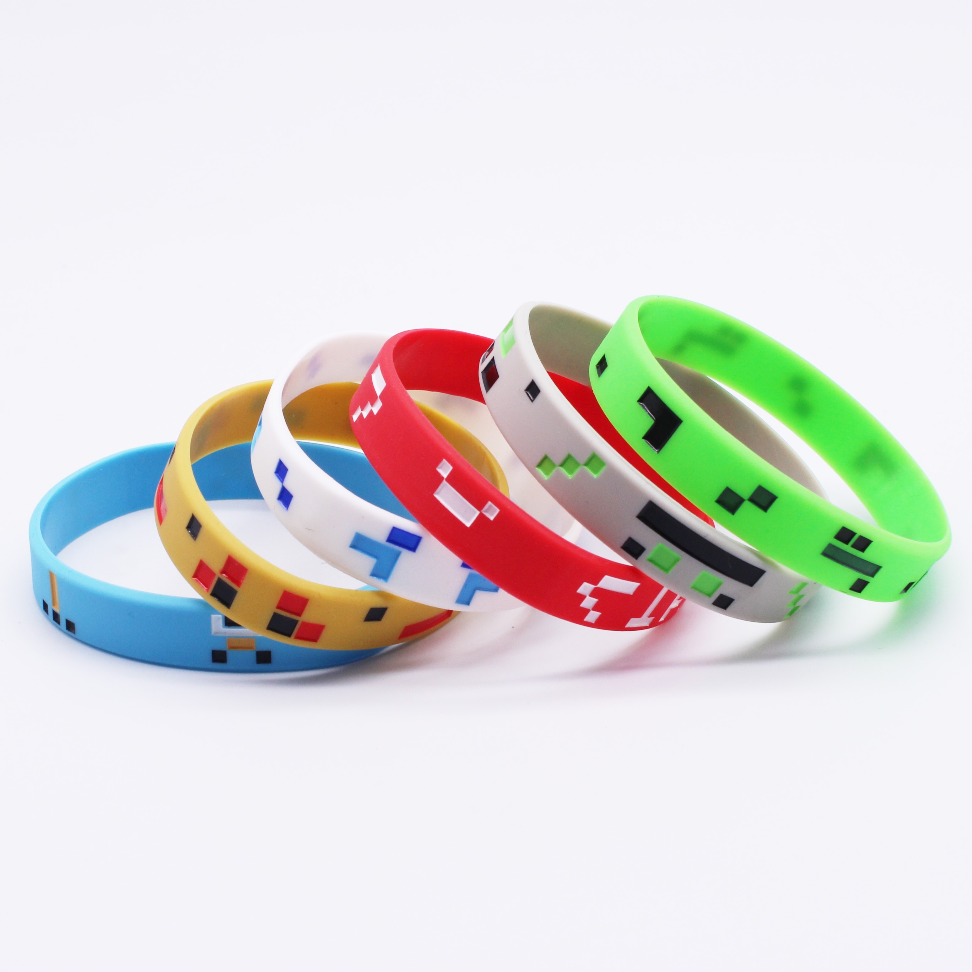 6pcs Set Of Square Pattern Bracelets, Filled Wristbands