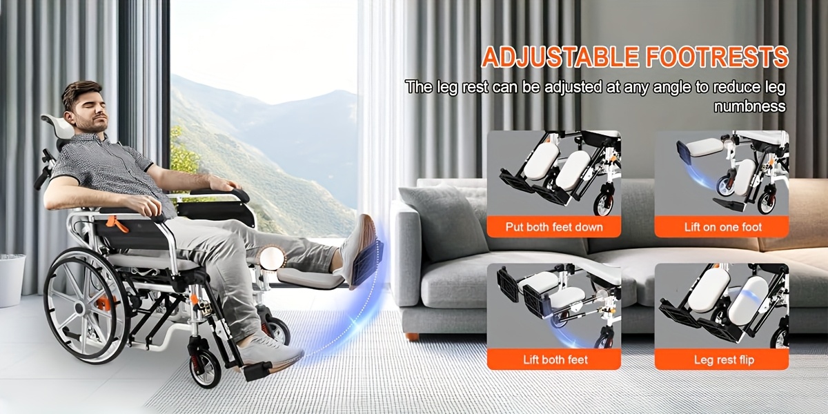4 in 1 reclining wheelchairs waterproof shower bathroom wheelchair transport wheelchairs with elevating leg rests and potty 18 5 wide seat heavy duty recliner wheel chair for seniors adults Product details 6