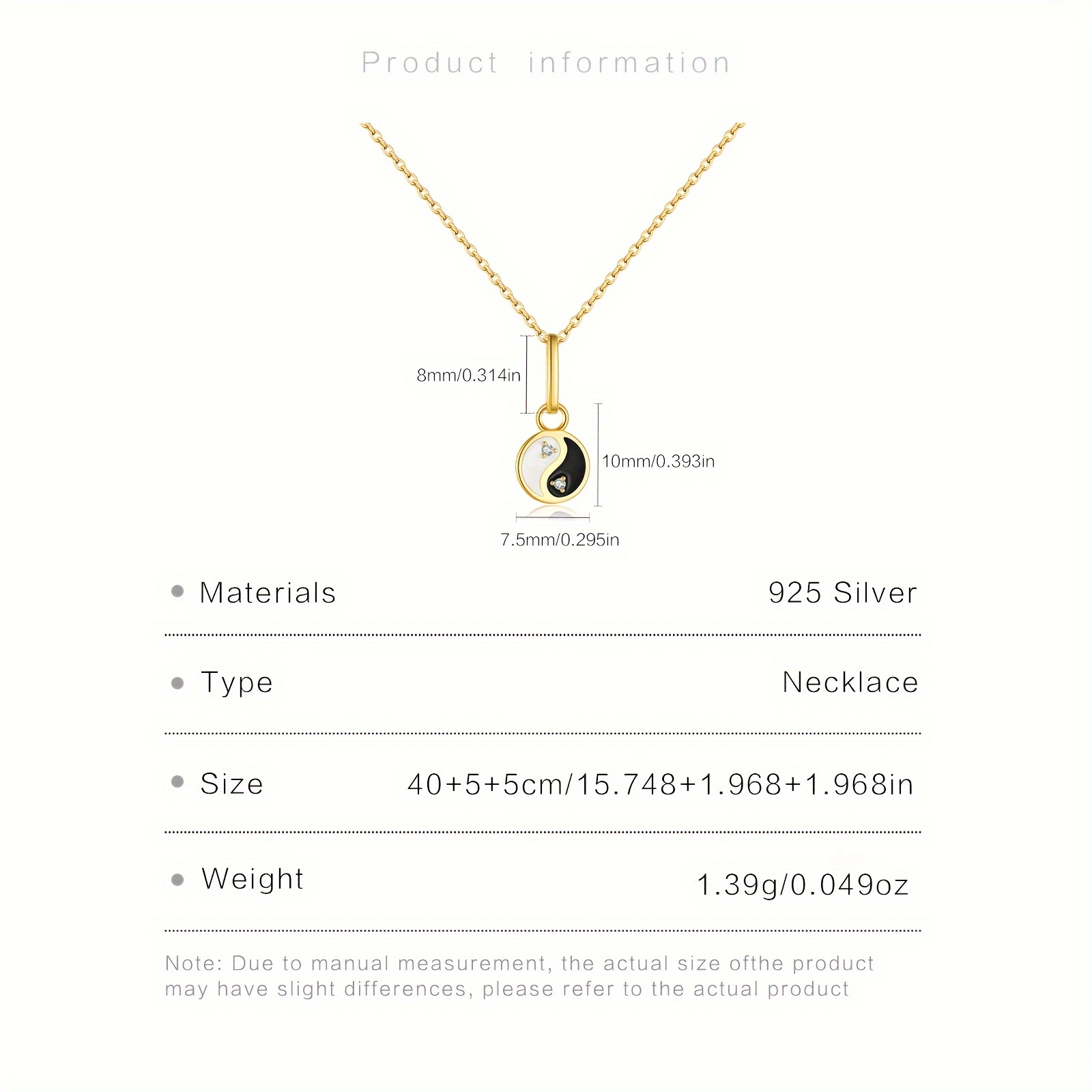 Women's 925 Silver Retro Tai Chi Bagua Pendant Necklace