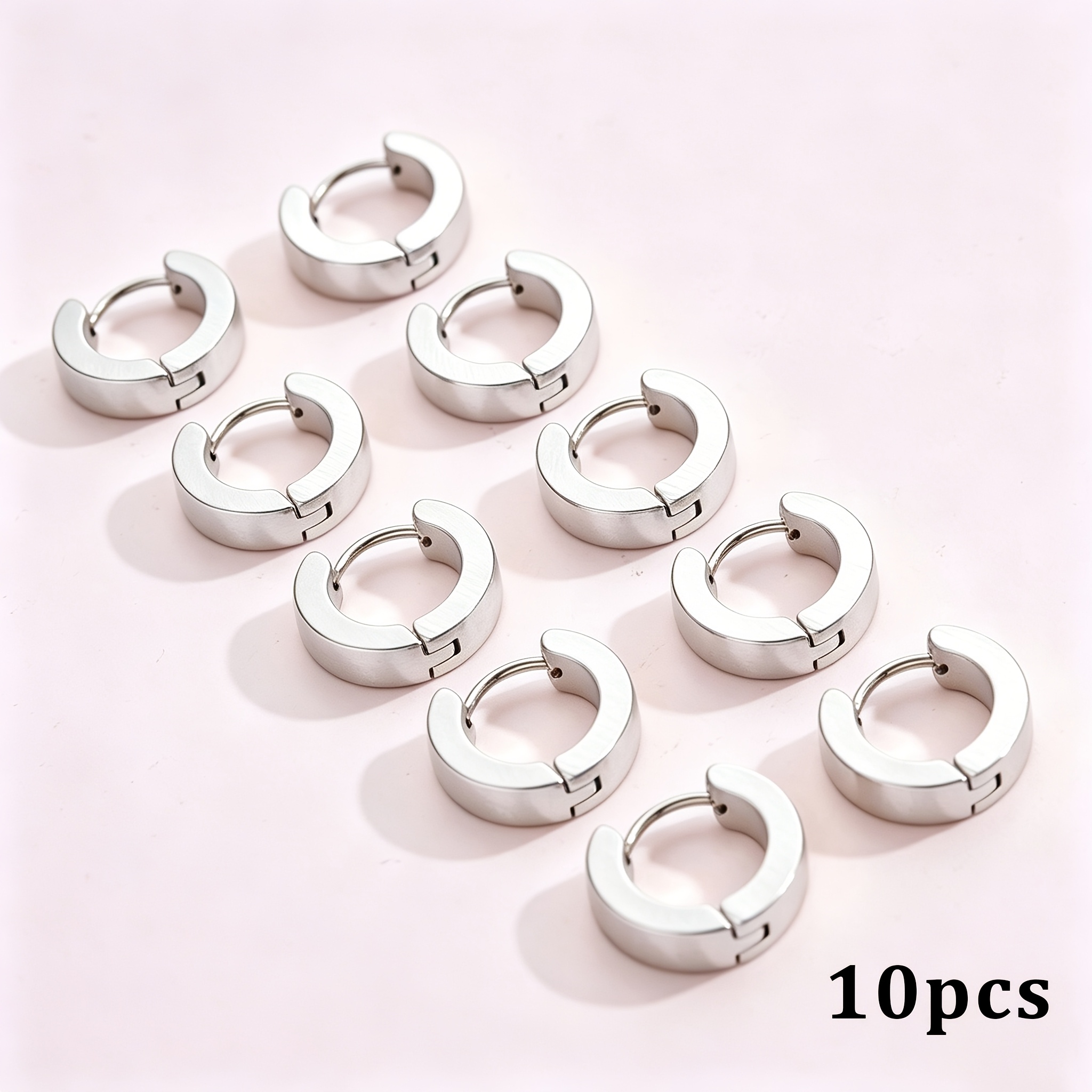 TEMU 10pcs Women's Minimalist Style Earrings, High-quality Stainless Steel, Fade-resistant, Hypoallergenic, Gift-, Premium And Affordable