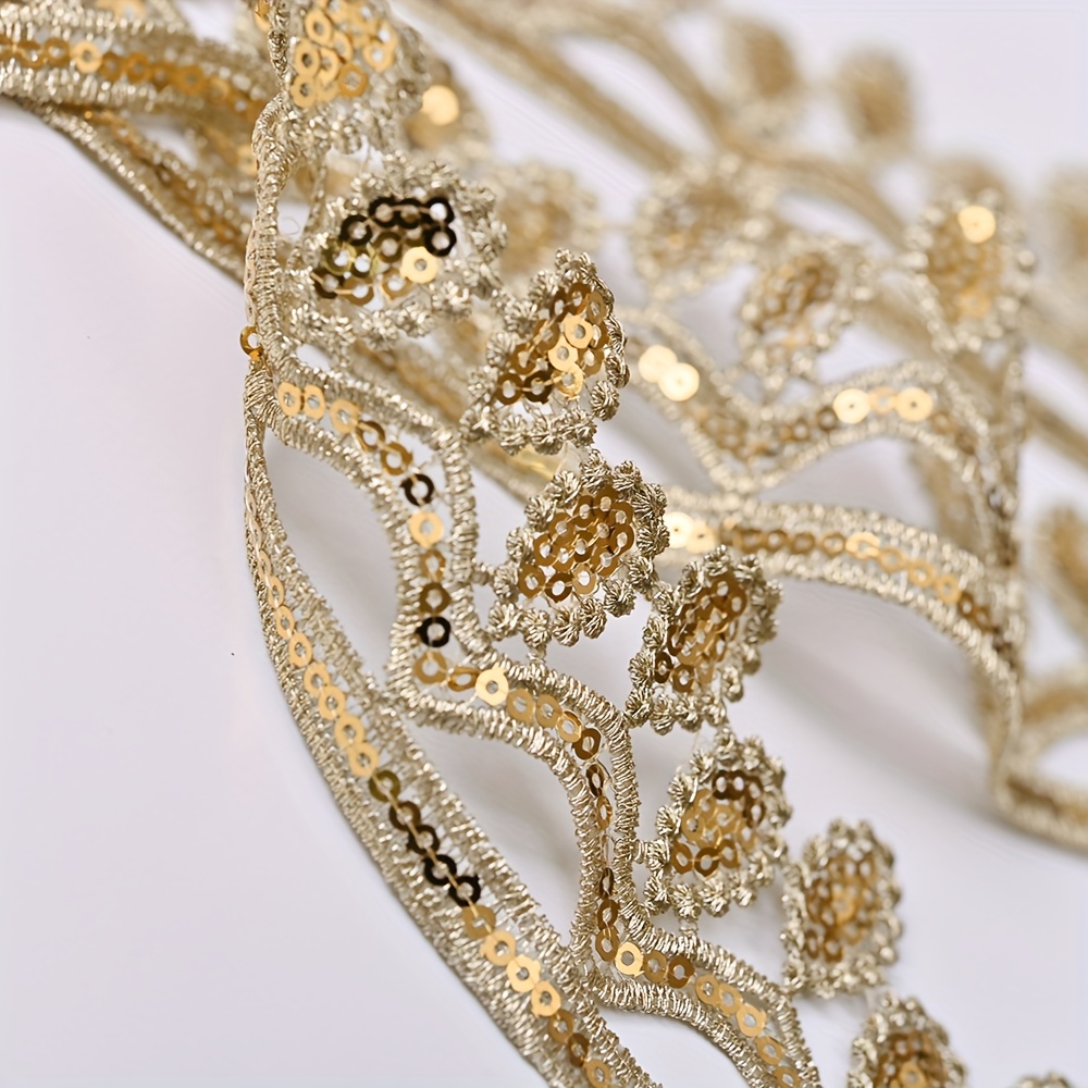 E-shop Goldene Glitzer-Pailletten Hohlfadenstickerei DIY Hochzeitskleid Bekleidungszubehör