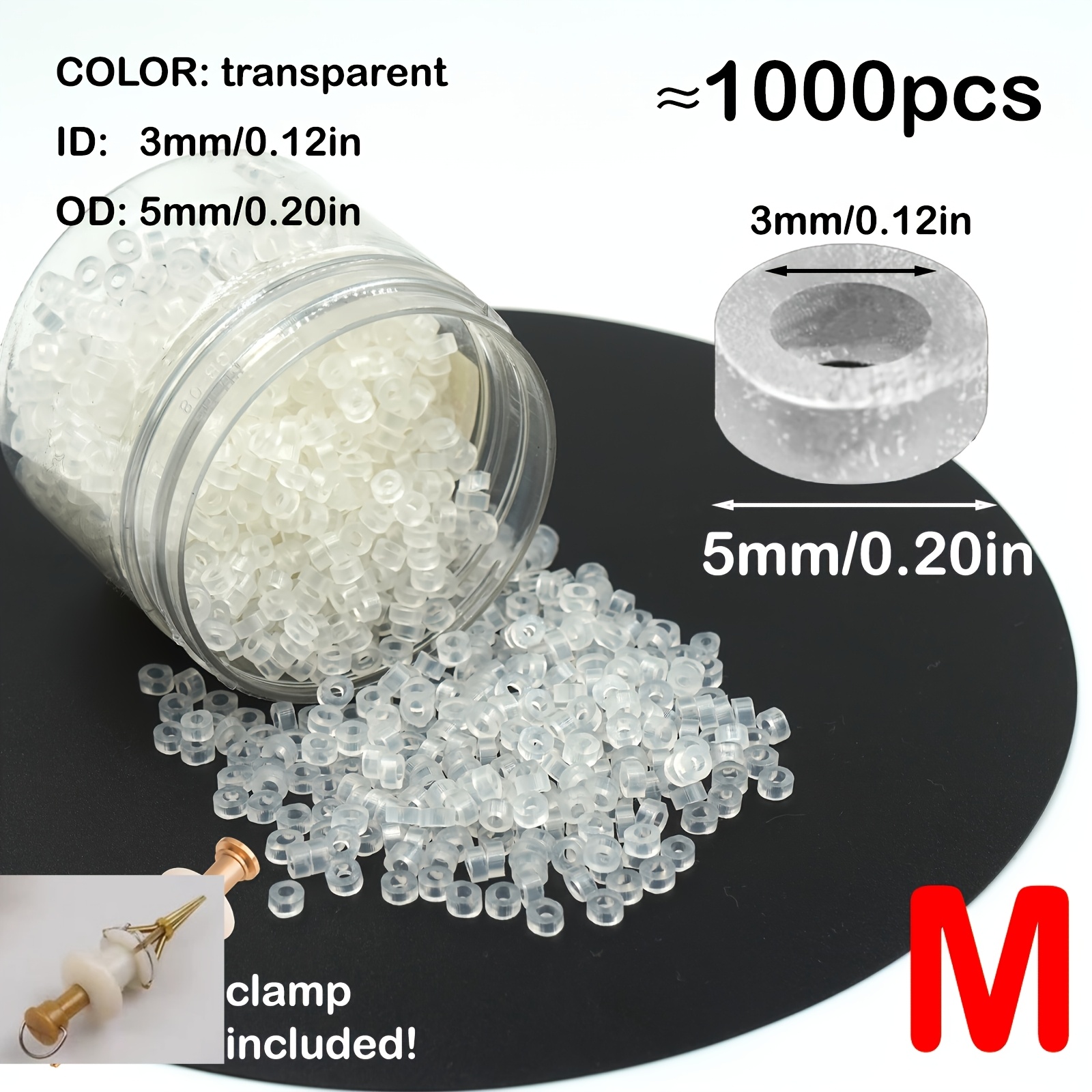 TEMU Élastiques de pêche épaissis à haute élasticité 700/1000 pièces avec clips intégrés - Blanc transparent, appâts noués
