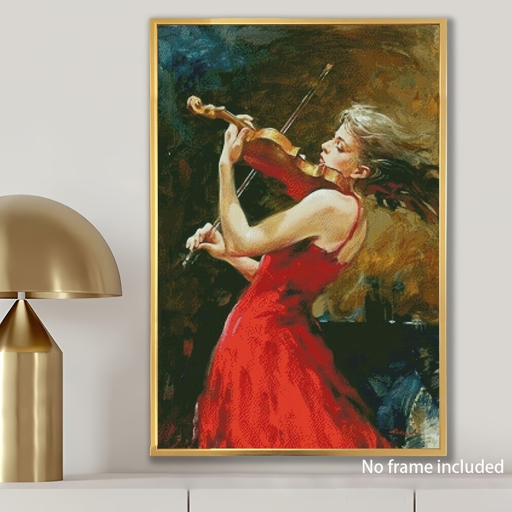 油絵バイオリンを弾く女ベッドルームの装飾絵画