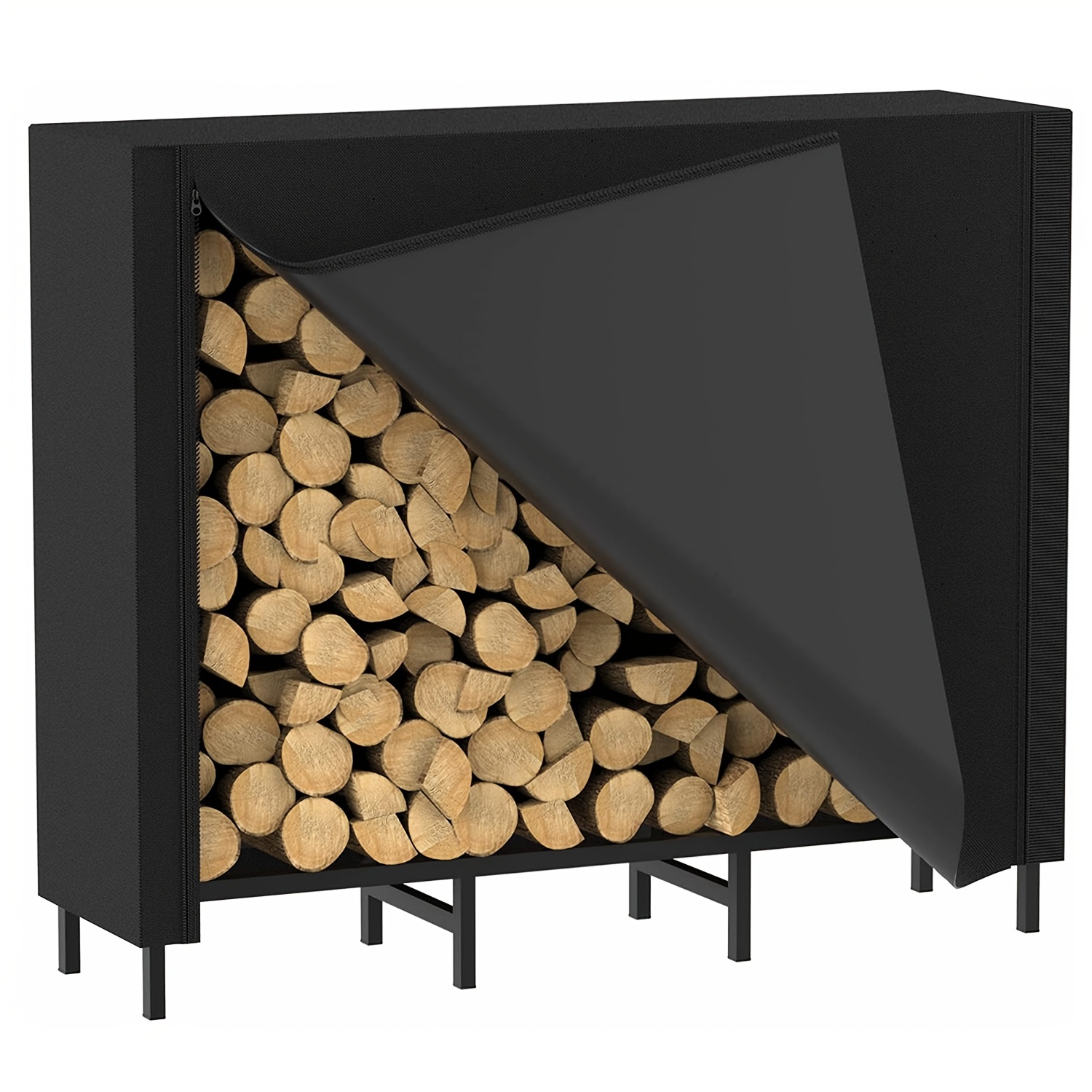 heavy duty log stacking rack with a cover for fireplace use metal wood storage rack for outdoor and indoor and patio log rack tools