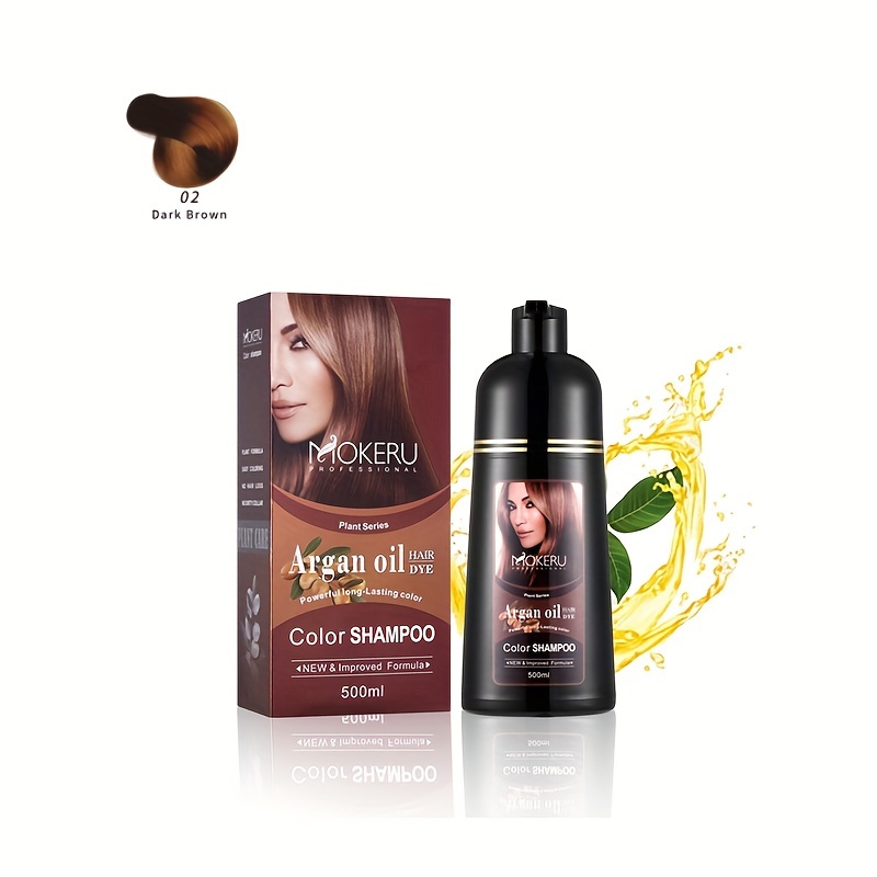 Argan Oil 500ml Hair Dye Color Shampoo, Natural Plant Pigments, No Damage To Scalp And Effects, Quickly Covers Gray Hair, Suitable For Men And Women
