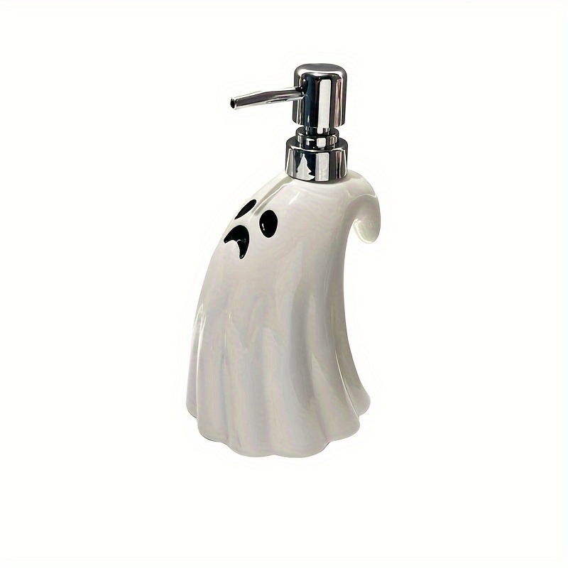 

1pc Gothic Ceramic Ghost Soap Dispenser, 400ml/13.2oz, Creative Halloween Refillable Pump For Soap And Lotion, Durable Bathroom Accessory, Home Spooky Decor