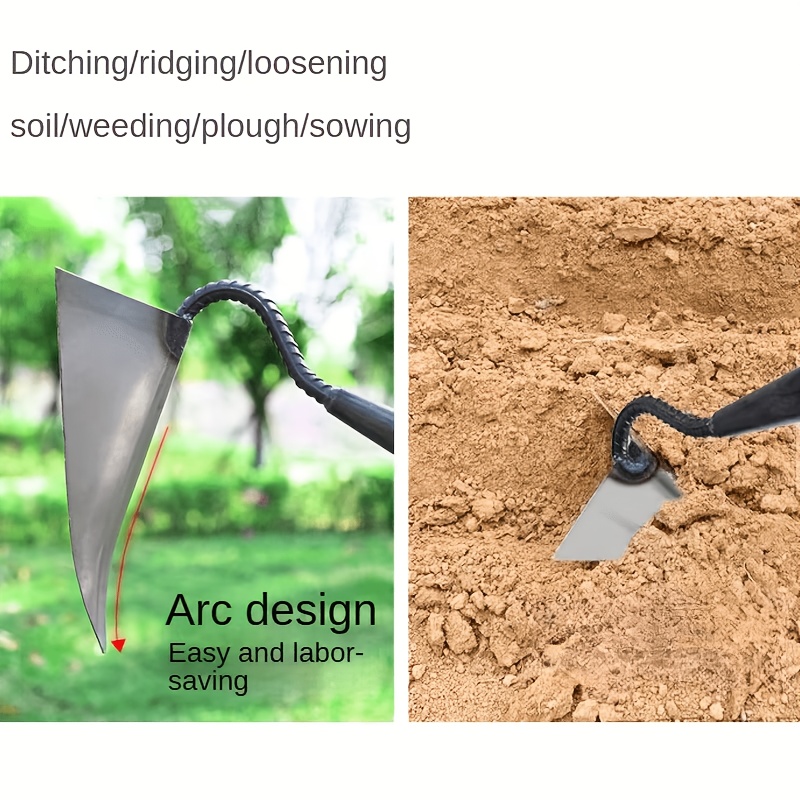 TEMU Durable Metal Garden Hoe Handheld Weeding Tool With V-blade For Easy Loosening Of Soil And Removal Of , Smooth Handle For Planting And ,