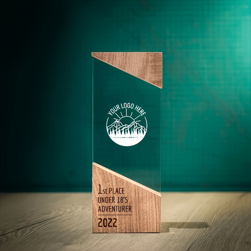 TEMU Personalized Wooden Acrylic Rise Trophy, Award, , Modern Medal, Wooden, Running, Unique, Custom Couple Photo Or Highlight Moment, Recording Your