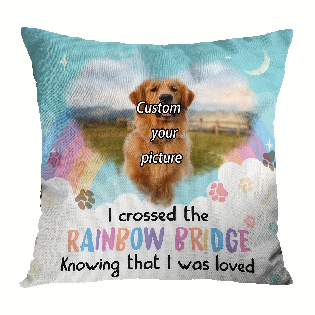 

1pc, Customized, Short Plush Customized Throw Pillow Cover, Single Sided Printing, 18x18 Inch, Christmas Gift, Memorial Gift, Pet Memorial Gifts For Dogs, Loss Of Dog Sympathy Gift, No Pillow Core