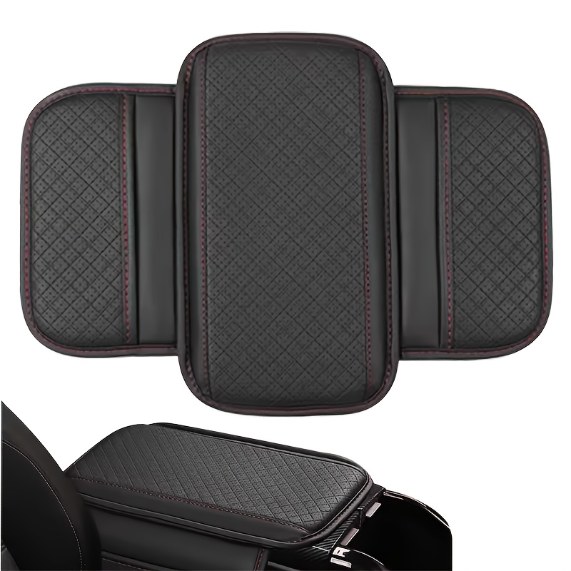 TEMU Pu Leather Car Armrest Cushion With Memory Foam, Dual Storage Pockets For Phone & Card Holder, Elbow Support Pad, Anti-scratch & Wear-resistant,