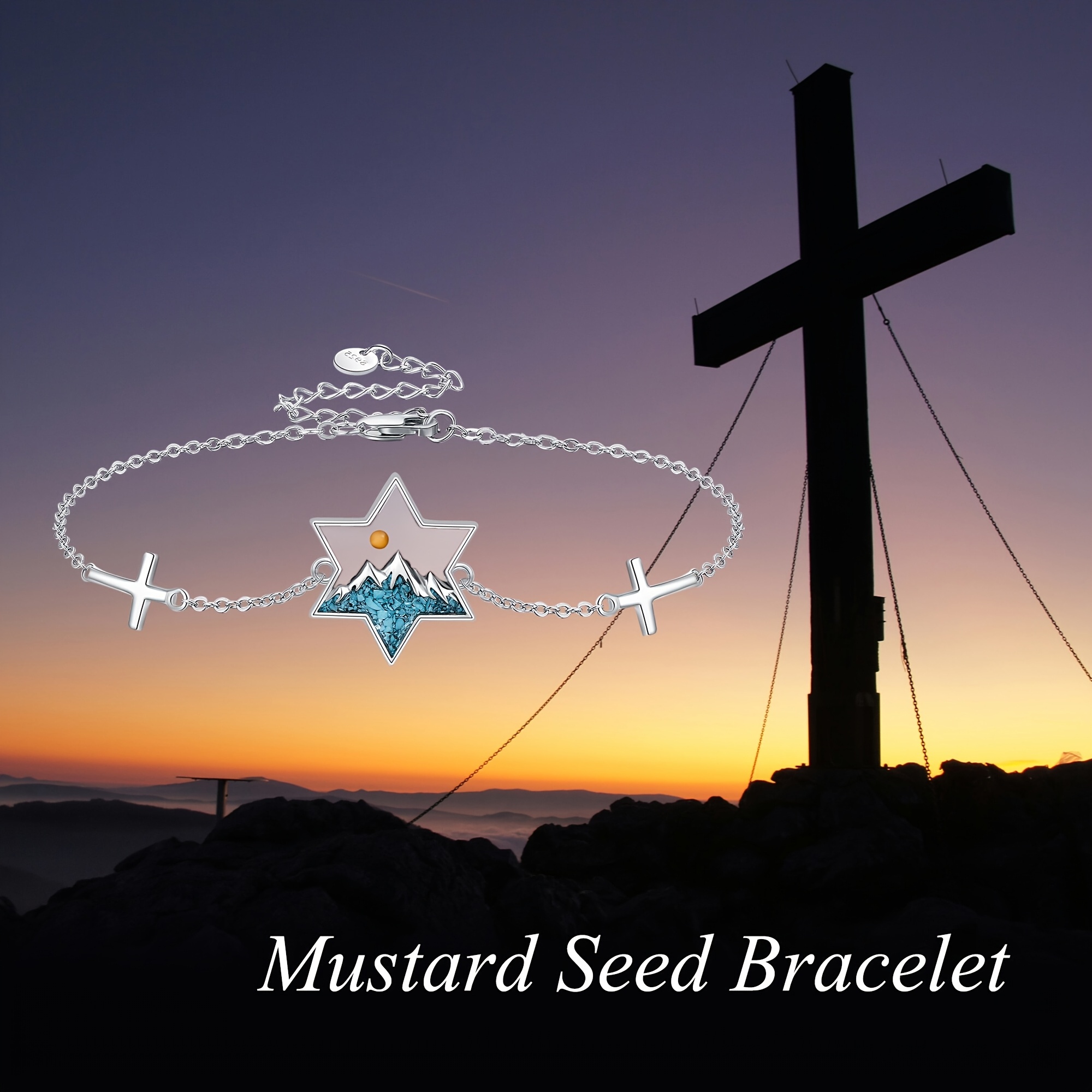 Women's 925 Sterling Silver Mustard Seed Mountain Bracelet — Inspirational Gift