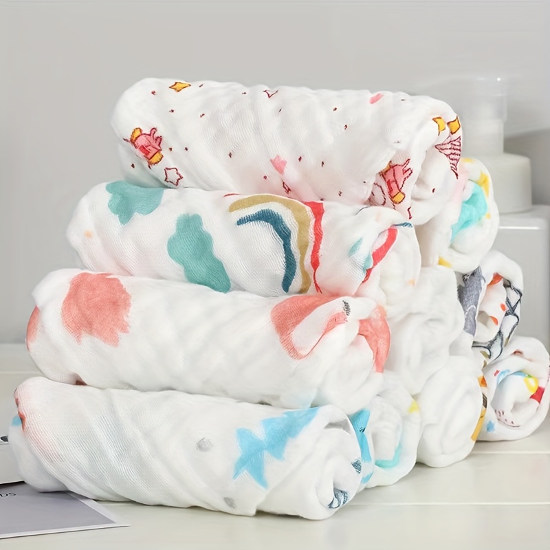 

5pcs Stretch After 30*30 Square Towel, Small Towel, Absorbent Kindergarten Face Towel