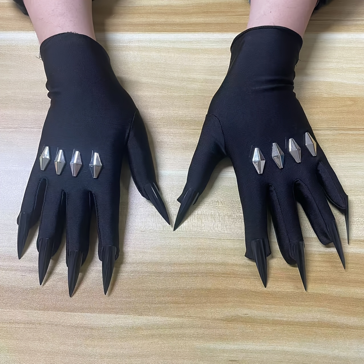 TEMU Halloween Anime Cosplay Black Short High Elasticity Night Nail Gloves