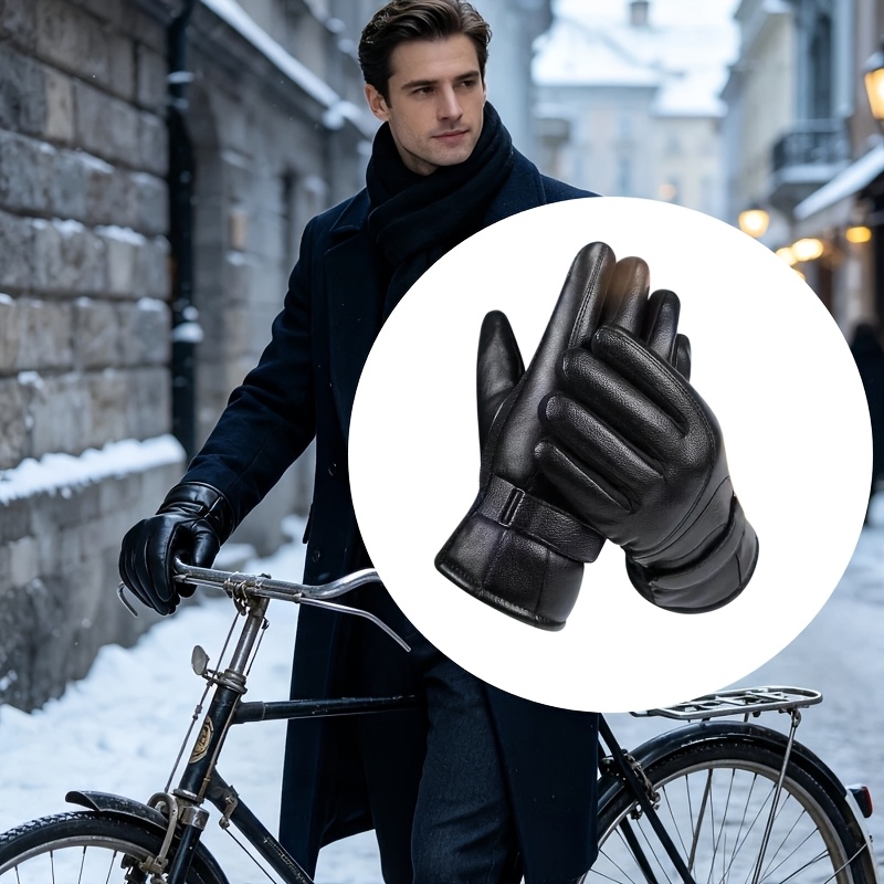 TEMU 1 Paire de Gants pour Homme, Doublure Chaude et Douce, Gants de Sport pour l'Extérieur, Gants de Moto, Cadeau Idéal pour les Temps Froids