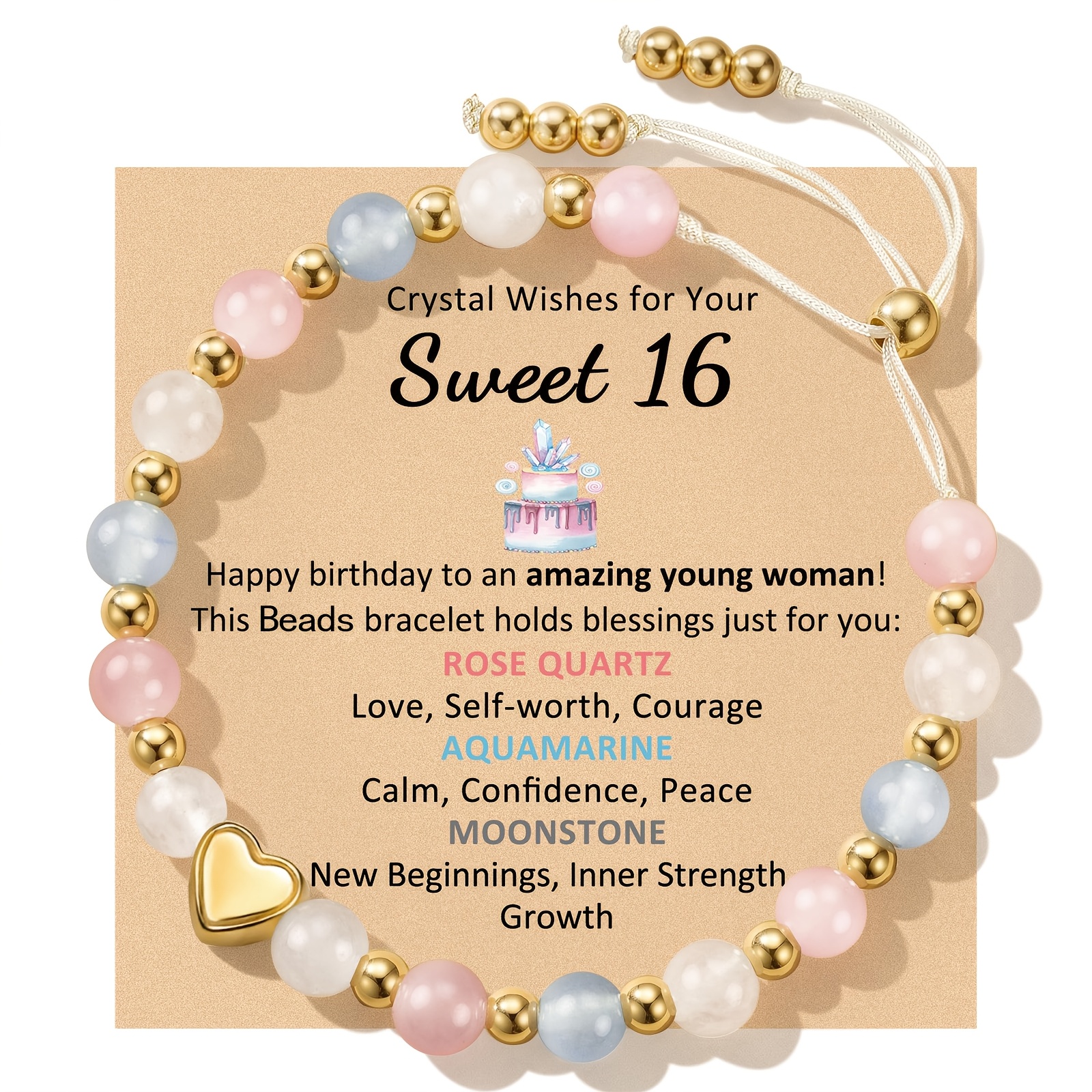 Adjustable Beaded Bracelet for 10-16 Year Old Birthday Gift