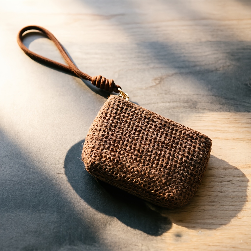 TEMU mini de paja para mujer, bolso de portátil, tarjetero y llavero, neceser de muñeca, pequeño