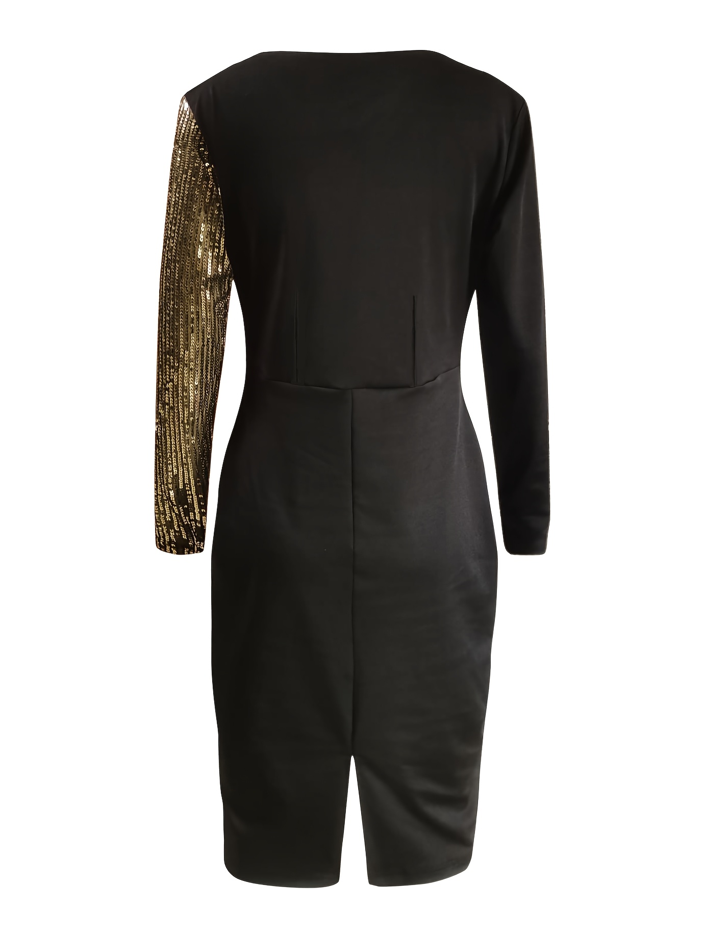 gold dress white shoes Black Long-Sleeve Sequin Maxi Dress – shopaleena main image 1