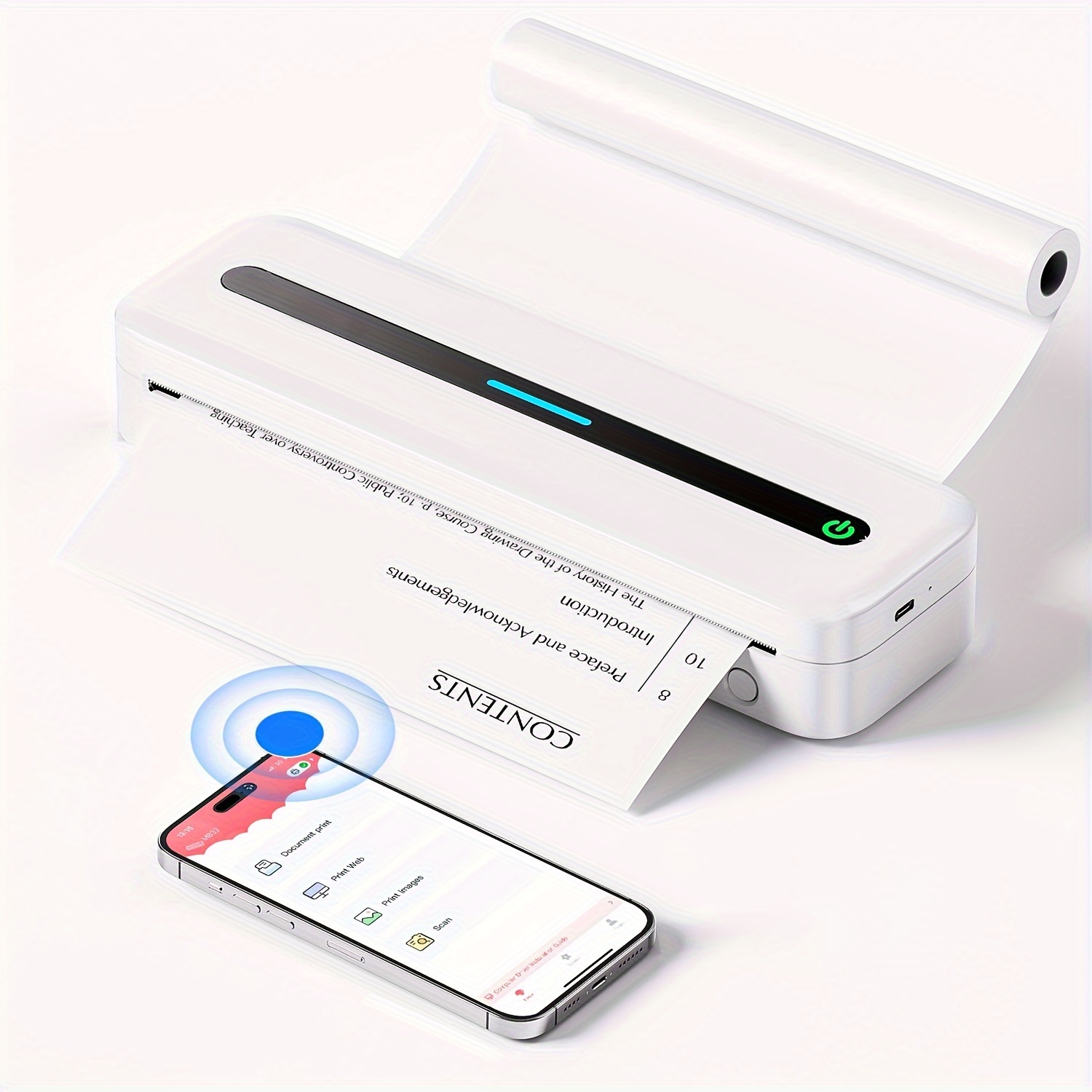 Impresora portátil sin tinta con funda, impresoras portátiles inalámbricas  para viajes, impresora Bluetooth pequeña compacta para iPhone, impresora