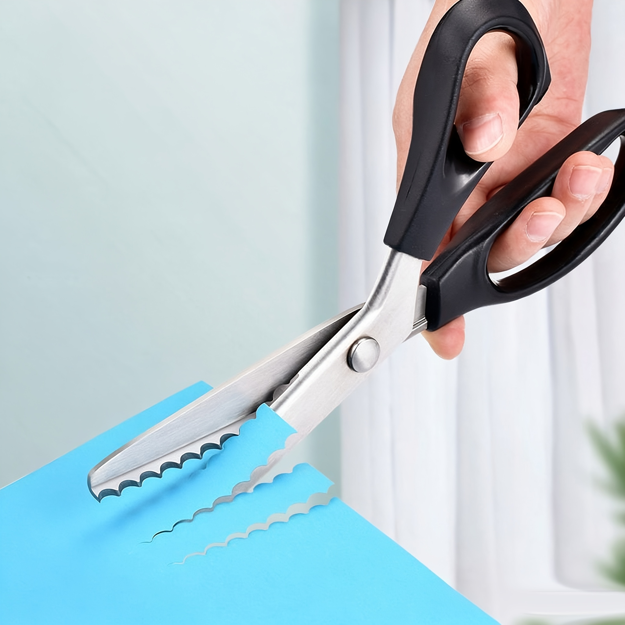 TEMU Stainless Steel Serrated Scissors, 1pc, Ultra-sharp Serrated Tailor Scissors For Fabric Cutting, Professional Garment-making Craft Scissors,
