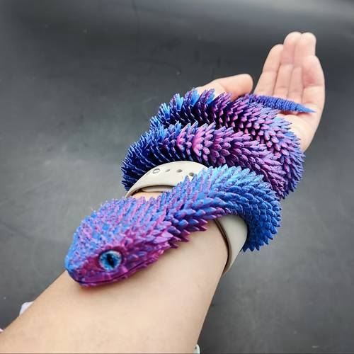 3d printed realistic snake decor purple scales contemporary horror theme halloween gift for fantasy enthusiasts durable plastic tabletop decoration no electricity needed halloween decorations lifelike snake design