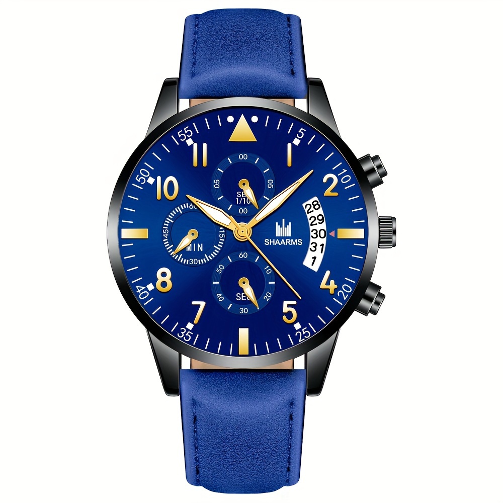 Reloj analógico de cuarzo para hombre, elegante y simple reloj de pulsera  de cara grande para hombre, calendario digital, reloj casual de negocios