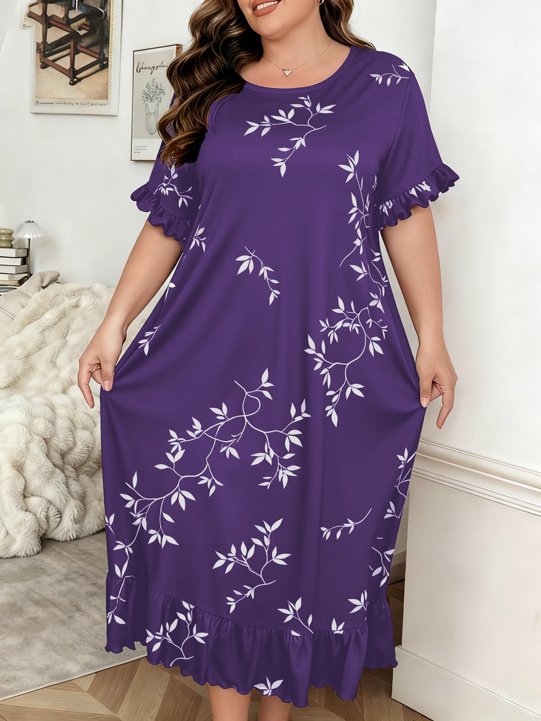 women plus size elegant nightgown sleepdress long maxi dress - Temu  Mauritius