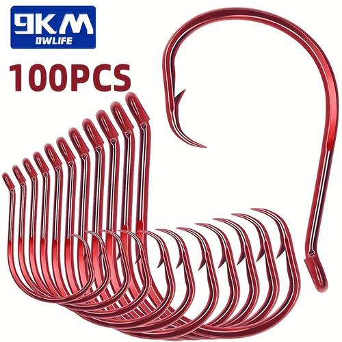 100pcs 9km fishing octopus hooks circle hooks high carbon steel offset fishing hook trout fishhooks freshwater fishing tackle