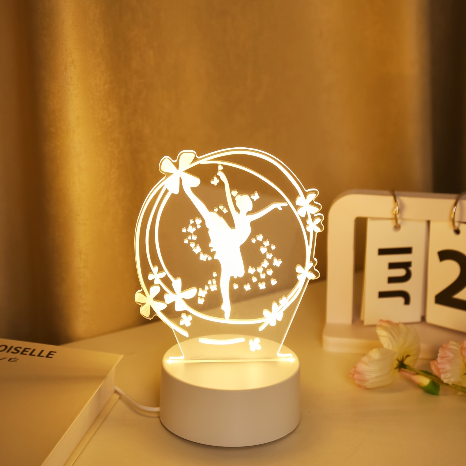 

1pc Ballet Girl 3d Led Night Light, Modern Geometric Theme, Usb Powered, Warm Light, Energy-saving Tabletop Lamp, Creative Bedroom Decor, Innovative Desk Lamp, Lighting And Decor Accessory