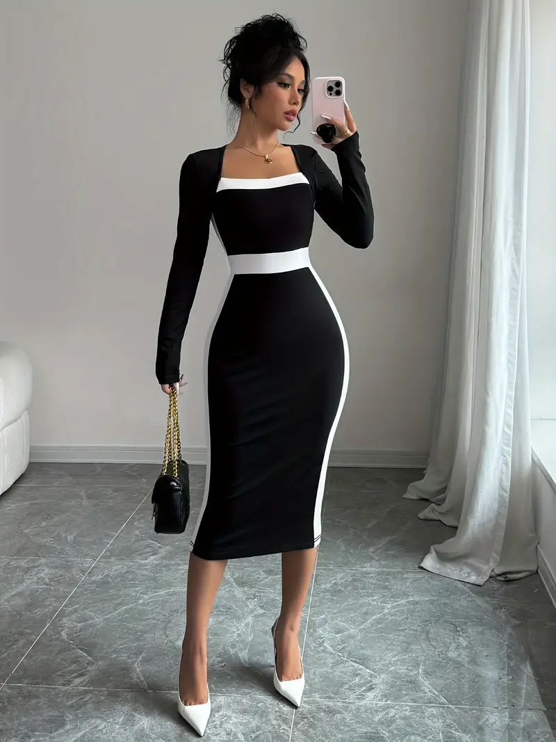 elegant black long sleeve bodycon dress - Temu Mauritius elegant black long sleeve bodycon dress - Temu Mauritius
