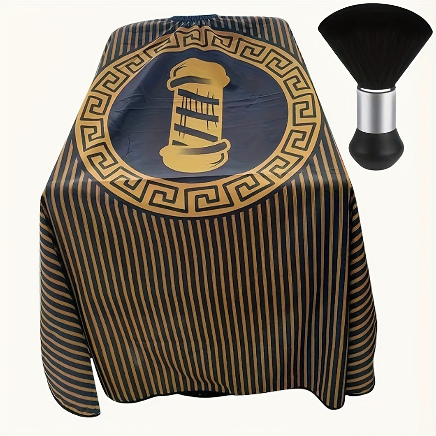 

Professional Haircut Cape With Adjustable Elastic Closure - Stylish Striped Design, Vintage Clipper Print, Comfort Fit For Barbers, Stylists & Home Use