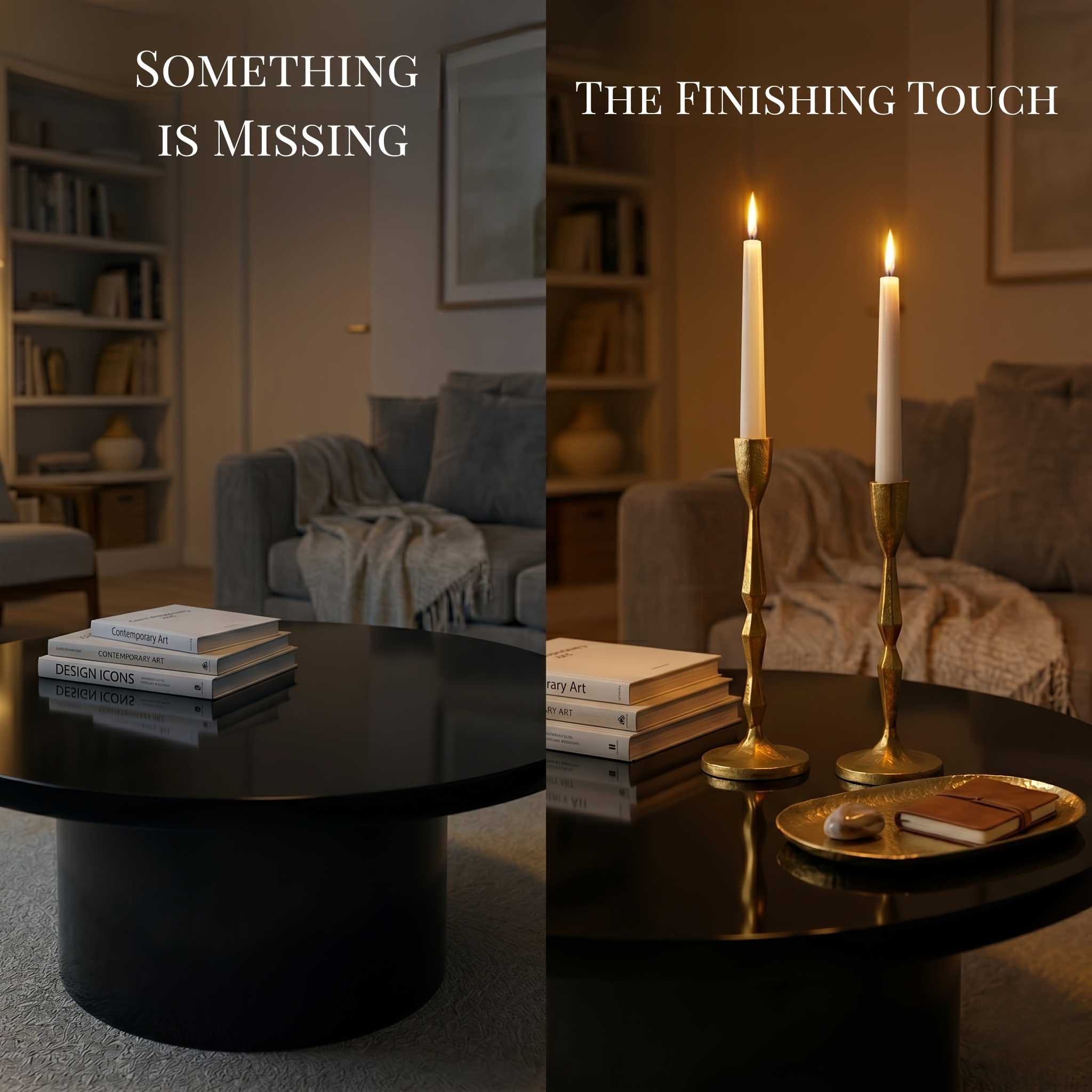 Golden Candlestick Holders - Heavy Duty Cast Iron Candle Stick Holder Set of 2 - Unique Taper Candle Holder for Entryway, Table Decor Or Housewarming Gift