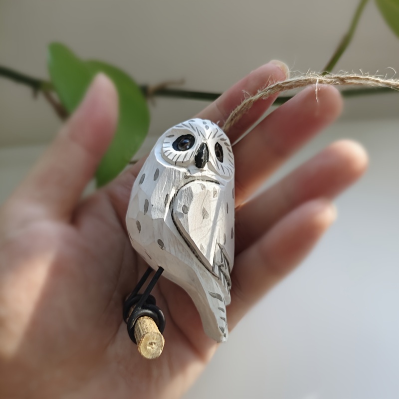 Image of Artisanal Charm, Handcrafted Wooden Owl Figurine - Versatile Hanging Or Desktop Decor, Perfect Christmas Gift For Bird Enthusiasts