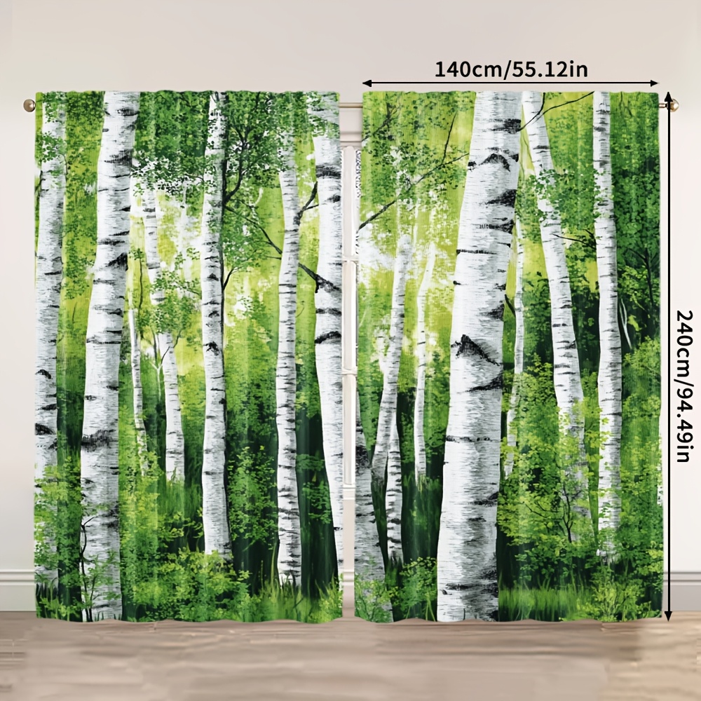 TEMU Set tende moderne con fogliame verde e alberi , realizzate in 100% poliestere (tende non incluse, senza , non richiede batterie). Adatte per
