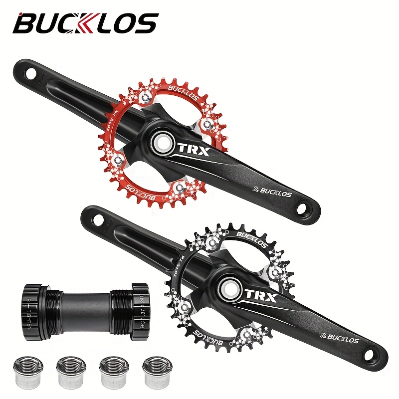   aluminum alloy mtb crankset 104 bcd 32 34 36 38t round oval chainrings narrow wide   integrated design for mountain bikes black